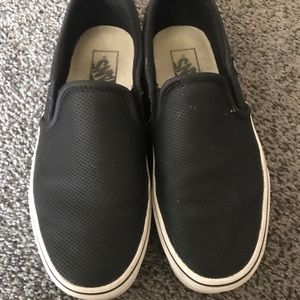 Black Leather Slip-On Vans